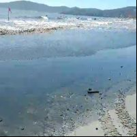 Dragagem jorra água poluída na praia