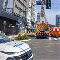 Ar-condicionado pega fogo em prédio comercial de BC