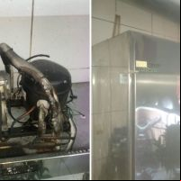 Freezer pega fogo e causa princípio de incêndio em cozinha industrial