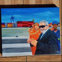 Tela de artista plástico de Itajaí vira presente para o presidente Lula